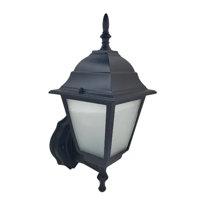Black Outdoor Wall Sconce – Vintage Lantern Style With Frosted Glass And 60W Max Bulb 1