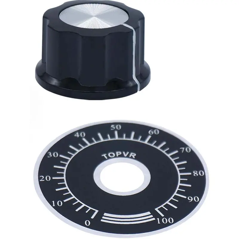 Black Plastic Knob With Dial – 1/4-Inch Shaft, 24Mm Diameter, Screw-Mount Design 1