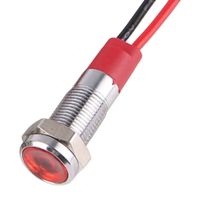 Bma-121 Red 6V 6Mm Led Indicator Light – Ip67 Metal Housing With Flying Wires 1