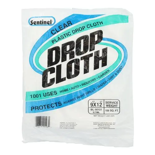 Clear Plastic Drop Cloth — 9 Ft × 12 Ft (108 Sq Ft) Protective Cover 1