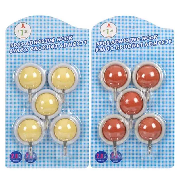 Color-Assorted Adhesive Utility Hooks – 5-Piece Heavy-Duty Mounting Kit 1