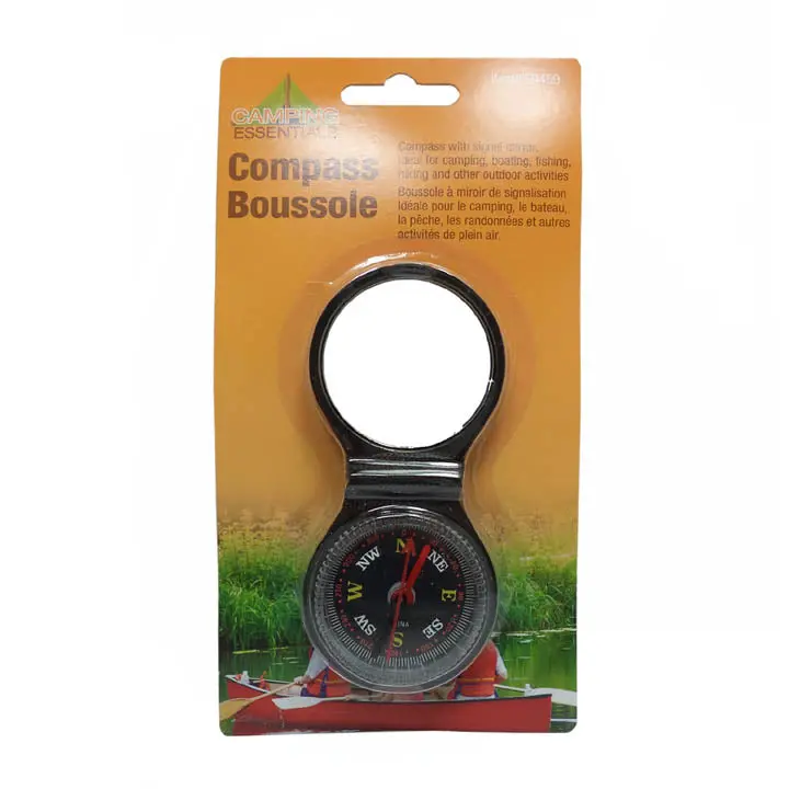 Compact Compass With Signal Mirror – Durable Black Outdoor Tool 1