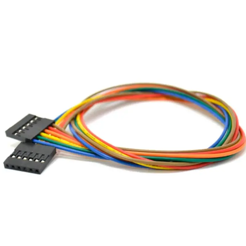 Compact Female-To-Female Jumper Leads – 6-Pin, 15 In, 24 Awg, 0.1" Pitch, Assorted Colors 1