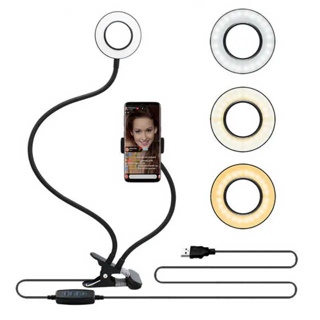 Compact Selfie Ring Light – Built-In Smartphone Holder For Vlogging And Video Calls 1