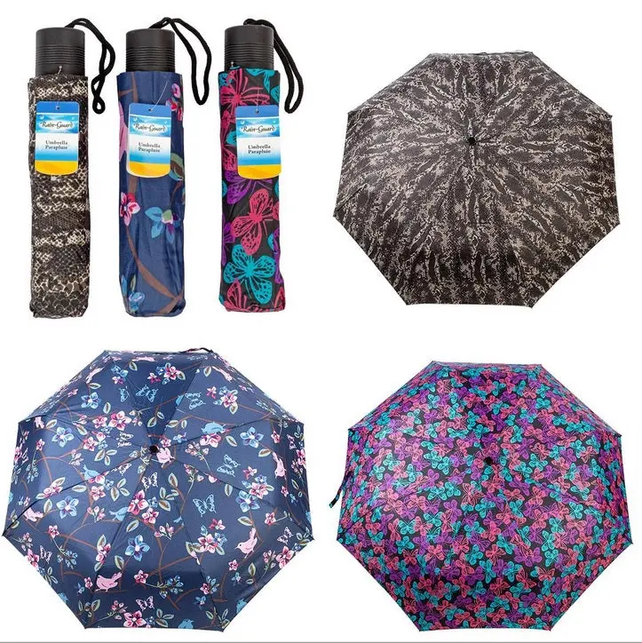 Compact Travel Umbrella For Women – Steel Shaft With Black Handle, Assorted Colors 1