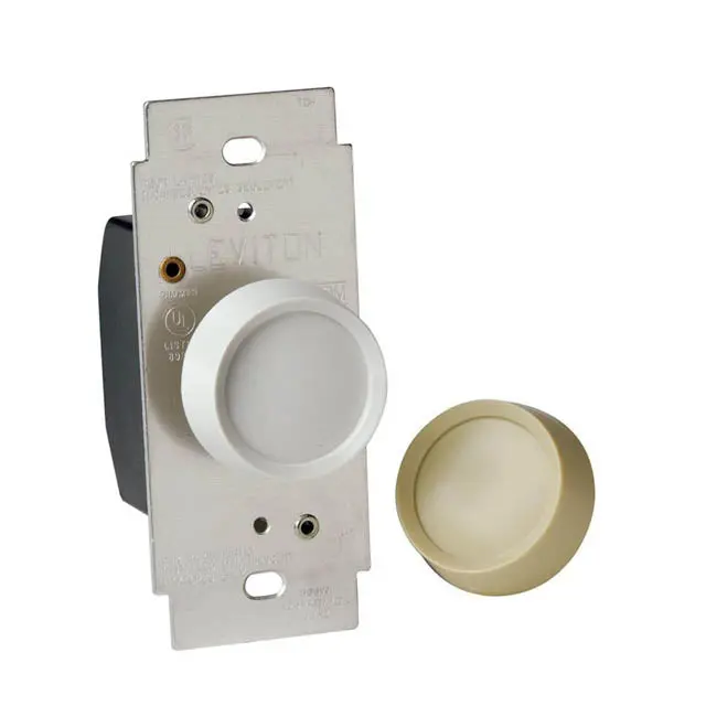 D-603Pgh-Dk-C – Decora Rotary Dimmer, 600W Single-Pole, 120V, Dual-Tone White/Ivory Insert 1