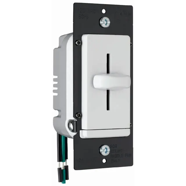 Decora-Style 120V Fan Speed Controller – 1.6A Slide Dimmer Switch, White Finish 1