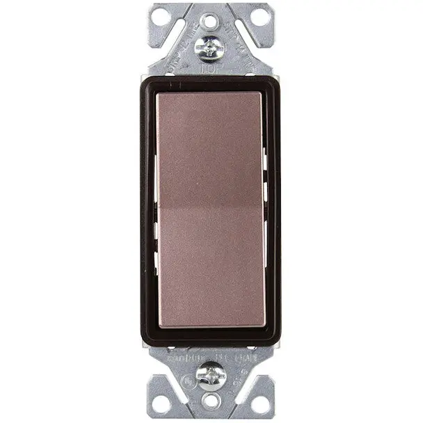 Decora-Style Rocker Ac Switch, 15A 1-Pole Single-Throw, On/Off, 120V/277V, Bronze Finish 1