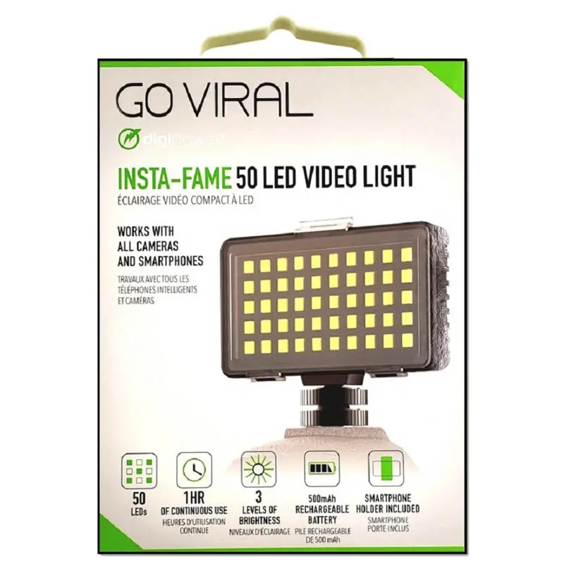 Dp-Vl50 50-Led Video Light With Smartphone Mount – Compatible With Cameras & Mobile Devices 1