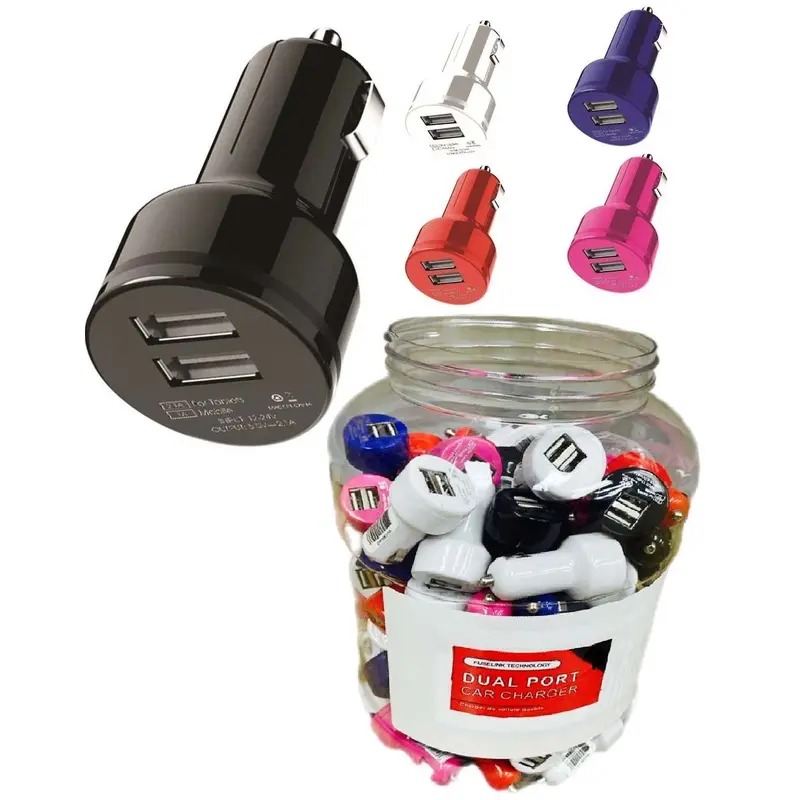 Dual-Port Usb Car Charger – 5V/2.1A Fast Charging, Multi-Color Options 1