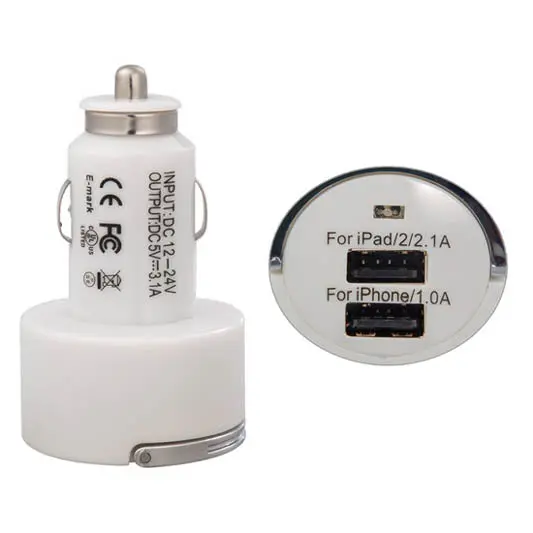 Dual-Port Usb Car Charger – 5Vdc Output (2.1A + 1A) (Model Usb-3100) 1