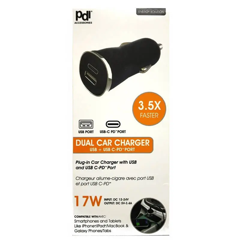 Dual-Port Usb Car Charger – Includes Usb-C And Usb-A Ports, 5V/1A Output Per Port 1