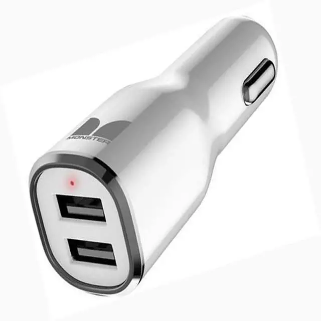 Dual-Port White Usb Car Charger – 5V/2.4A Per Port 1
