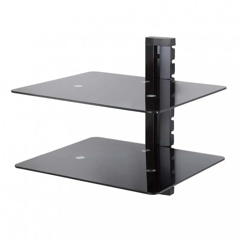 Dual-Shelf Av Wall Mount – Glass-Friendly, Tilting Design Rated For 22 Lbs 1