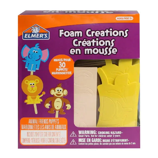 Ec65698 Foam Craft Kit – 30-Piece Animal Puppet Making Set 1