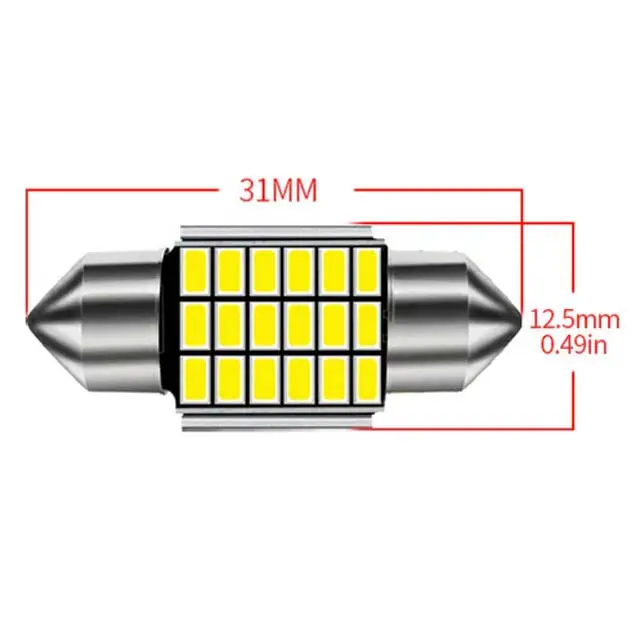 Festoon Led Car Bulb – 12V, 31Mm, 18-Led White (6000K), 1W Output 1