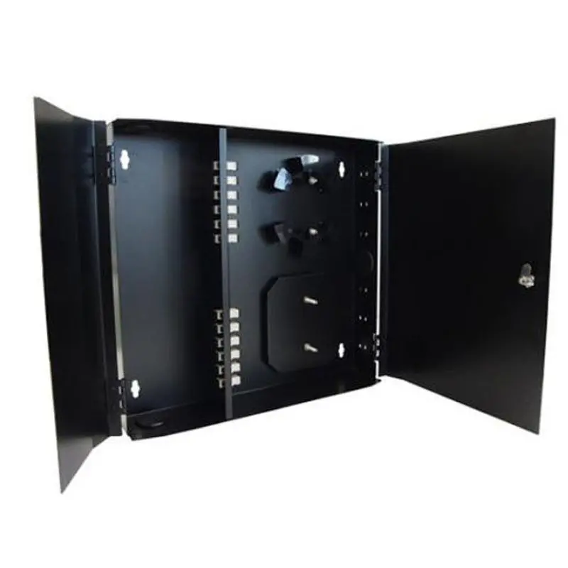 Fo-Hfw24 24-Port Front-Access Lockable Fiber Wall Mount Cabinet — Black Finish 1
