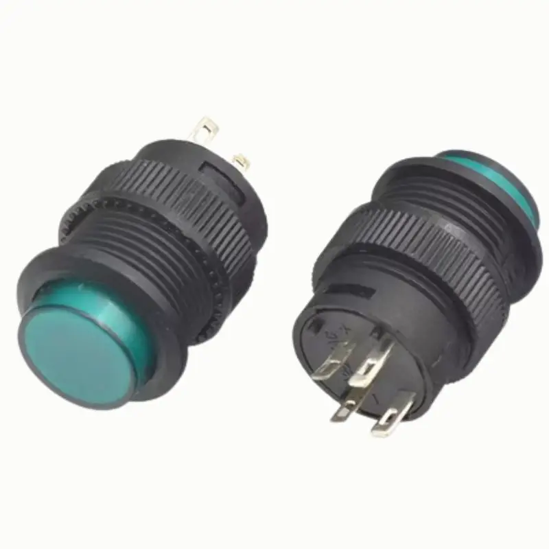 Green Led Latching Push Switch – 16Mm Through-Hole, Spst No/Nc, 3A/125V 1