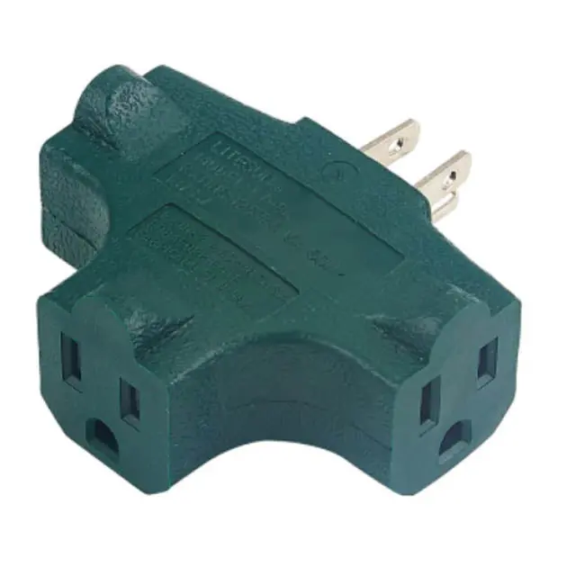 Green Triple-Outlet Wall Tap – Compact Power Expansion Socket 1