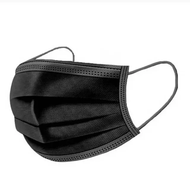 Hb-16171Bk - Pack Of 50 Disposable Black Face Masks With Elastic Ear Loops 1