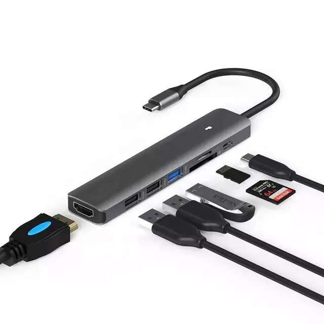 Hc703 7-In-1 Usb-C Hub – Hdmi, Gigabit Ethernet, Usb 3.0/2.0 Ports, Sd/Tf Card Reader 1