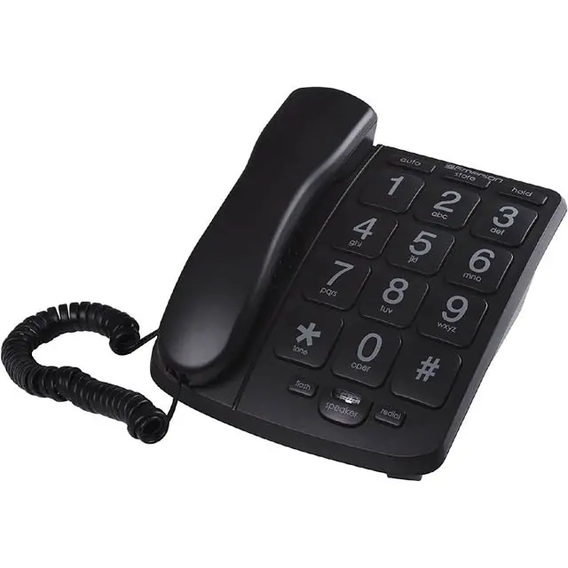 High-Visibility Corded Telephone – Black Large-Button Model For Easy Use 1