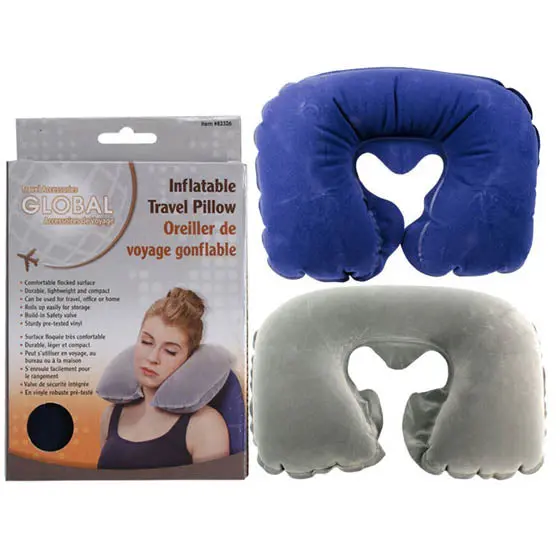 Inflatable Travel Pillow – 18" X 11", Vibrant Color Options 1