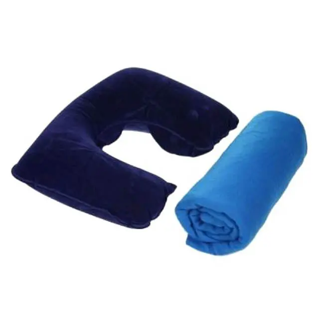 Inflatable Travel Pillow + Blanket Combo – Carry Case Included 1