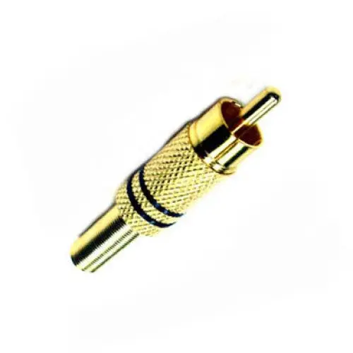Inline Rca Plug – Metal Housing, Black & Gold Plating, Strain Relief 1