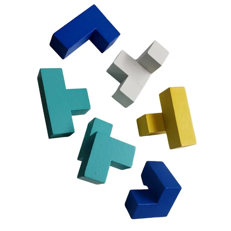 Interlocking Wooden Block Puzzle – Natural Grain Educational Building Toy 1