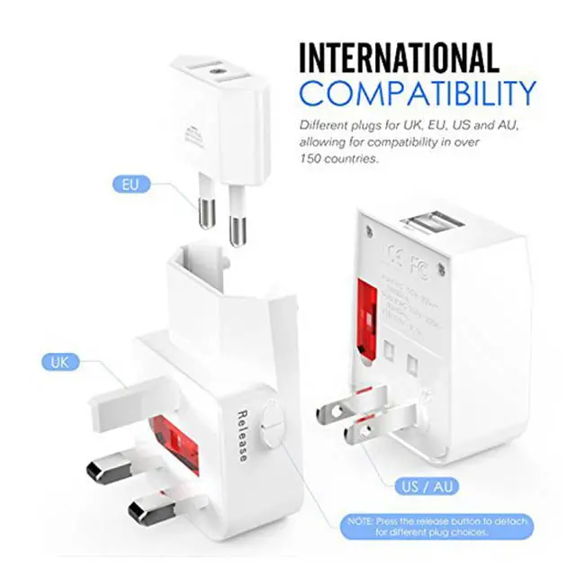 International Travel Adapter Set – 3-In-1 Plug Converter With Dual Usb Charging Ports 1