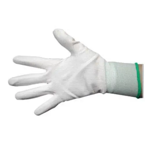 Large Nylon Work Gloves – White Palm Coating With Brown Trim 1