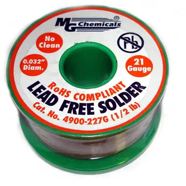 Lead-Free Silver-Bearing Solder Wire – ½ Lb, 21 Awg, 0.032" (Sn96.3%, Ag3%, Cu0.7%) 1