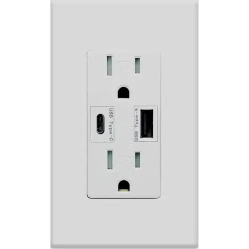 Lq-3 Decora Wallplate – Dual Usb Charging Port (Usb-A 1.2A + Usb-C 3A) 1