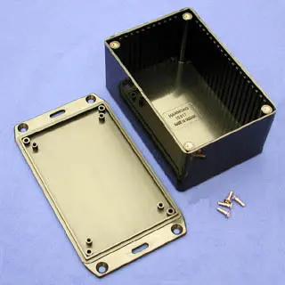 Metal Project Enclosure – 6" × 3.5" × 2.25" Black Flanged Base Box 1