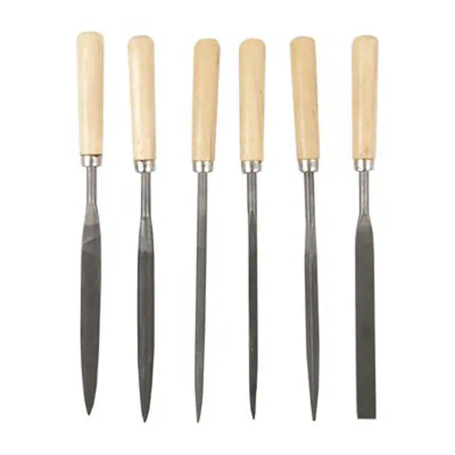 Miniature 6-Piece Assorted File Set — 6.7-Inch Wooden Handles 1