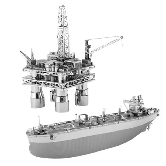 Mmg105 – Offshore Oil Rig & Tanker – Laser-Cut 3D Metal Model Kit 1