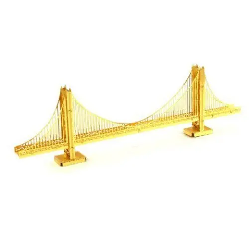 Mms001G – Golden Gate Bridge – Gold-Finished 3D Laser-Cut Metal Model 1