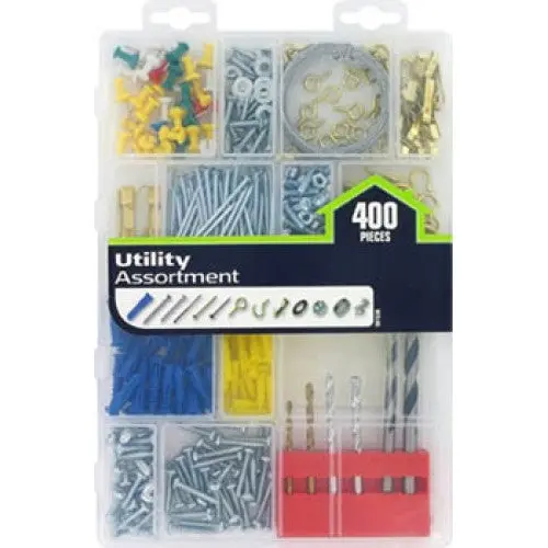 Multi-Function Hardware Kit – 400-Piece Set Including Screws, Nails, Wall Plugs, Hooks, Anchors & Drill Bits 1