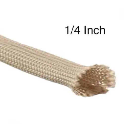 Natural Fiberglass Braided Sleeve – 1/4 In Expandable Diameter, 10 Ft Roll, 240°C Heat Resistance 1