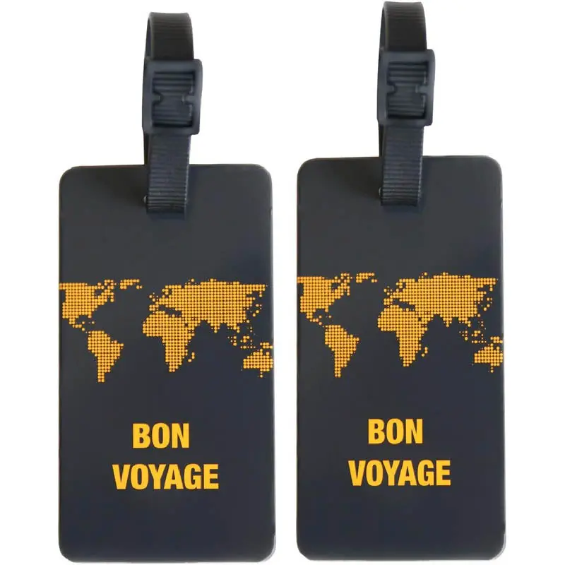 Neon Tangerine Luggage Tags – Earth-Themed Name Tag Set, 2-Pack 1