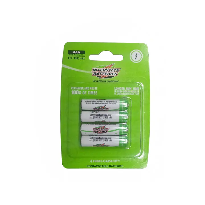 Nic6214 Rechargeable Nimh Aaa Batteries: 1.2V, 1000Mah, Pack Of 4 1
