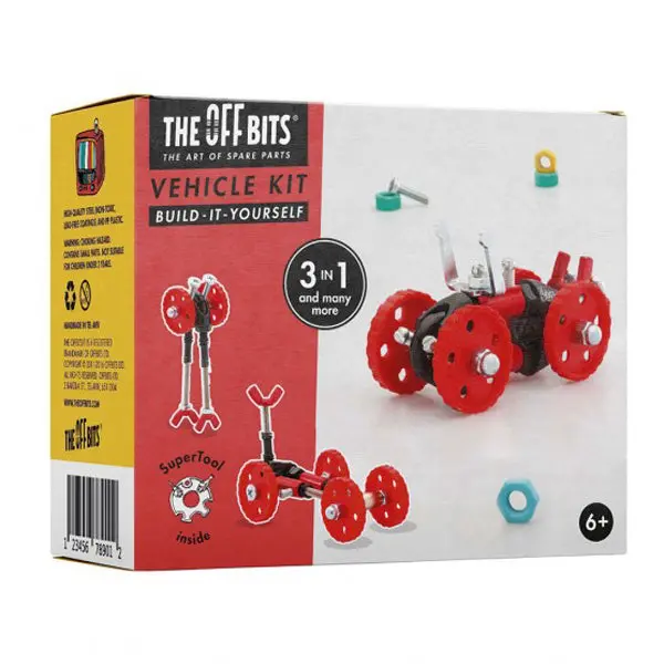 Offbits 3-In-1 Vehicle Construction Kit – Red Edition, Modular Build System 1