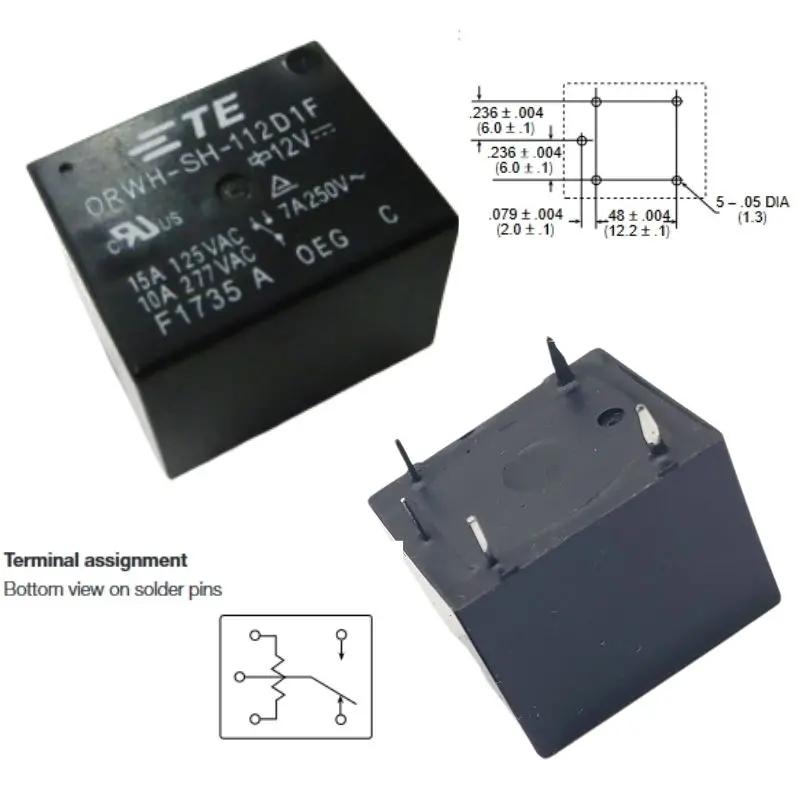 Orwh-Sh-112D1F 12V Dc Pcb Mount Relay – 1-Pole Double-Throw, 15A, 400Ω Coil 1