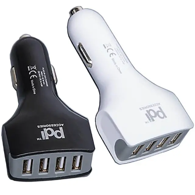 Pdi-868 — 4-Port Usb Car Charger, 5Vdc/4.8A Total, Black & White Variants 1