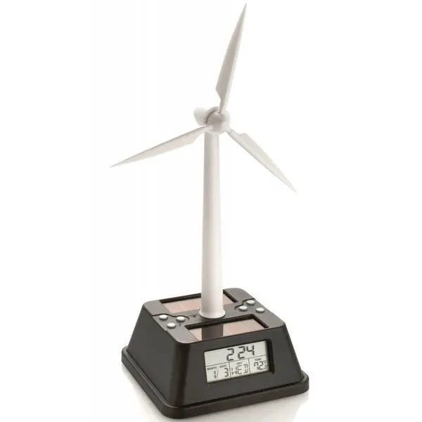 Pi-8699 – Solar-Powered Desk Clock With Rotating Wind Turbine Display 1