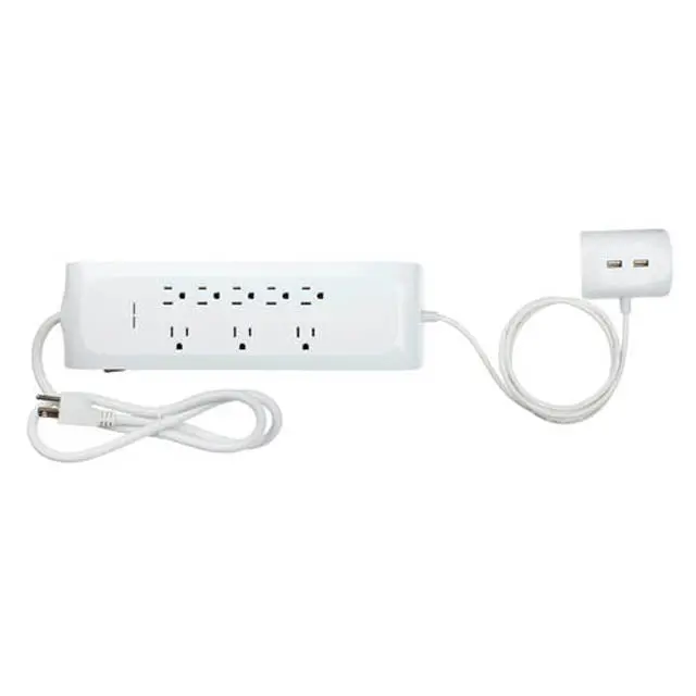 Power Strip With 3-Foot Cord, 1800-Joule Surge Protection, And Dual 2.1A Usb Charging Ports 1