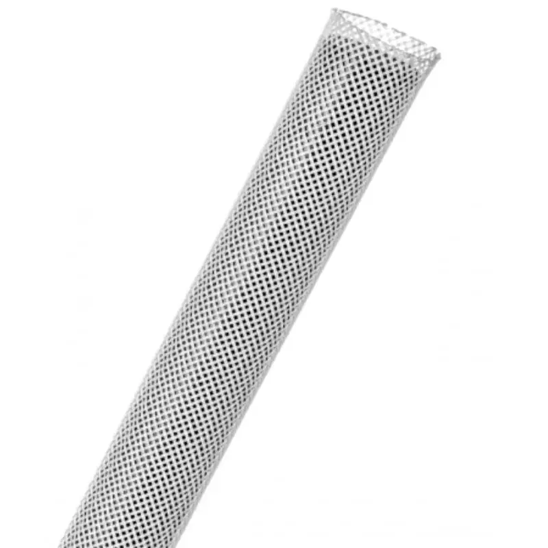 Ptn1.00White-65Ft — 1-Inch White Expandable Braided Sleeving, 65 Ft Length, Cut & Abrasion Resistant 1