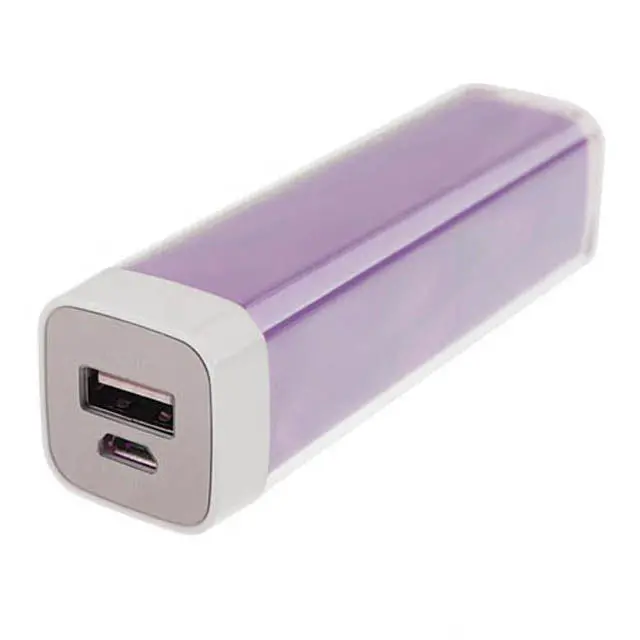Purple 2600Mah Power Bank – Compact Rechargeable Backup Battery With Cable 1