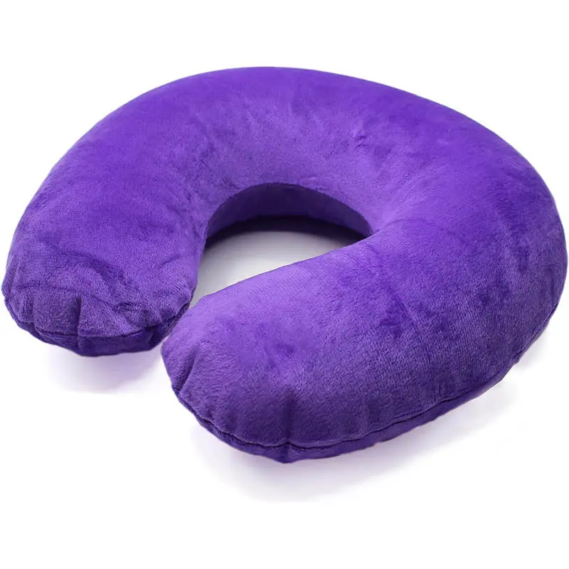 Purple Memory Foam Travel Pillow With Ergonomic Support 1
